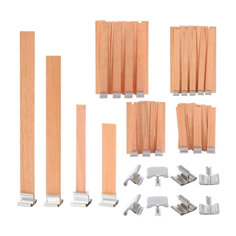 Wooden Candle Wick Set with Clips – 30/50pcs for DIY Jar Candles Wooden Candle Wick Set with Clips – 30/50pcs for DIY Jar Candles
