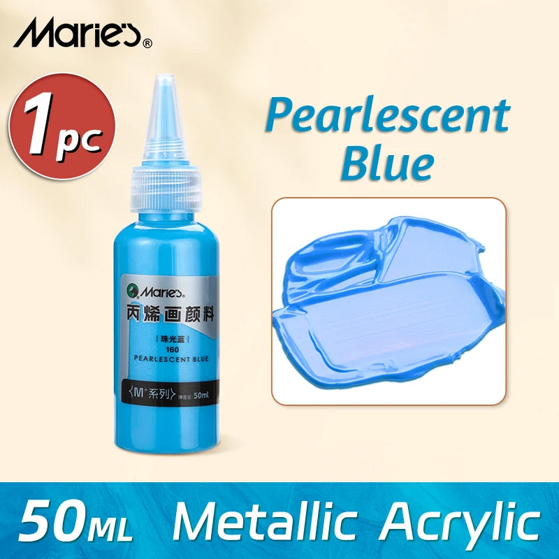 Marie's Metallic Acrylic Paint – 50ml Pearlescent Bottle Marie's Metallic Acrylic Paint – 50ml Pearlescent Bottle