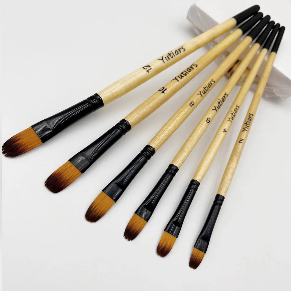 Yutiars 6pc Artist Paint Brush Set – Nylon Brushes for Watercolor, Acrylic & Oil Yutiars 6pc Artist Paint Brush Set – Nylon Brushes for Watercolor, Acrylic & Oil