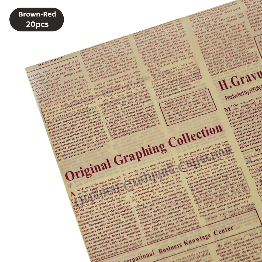 20 Sheets Vintage English Newspaper Floral Gift Wrap Paper 20 Sheets Vintage English Newspaper Floral Gift Wrap Paper