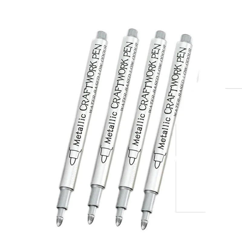 Metallic Permanent Marker Pens – 4/6pcs Gold & Silver for DIY Crafts Metallic Permanent Marker Pens – 4/6pcs Gold & Silver for DIY Crafts