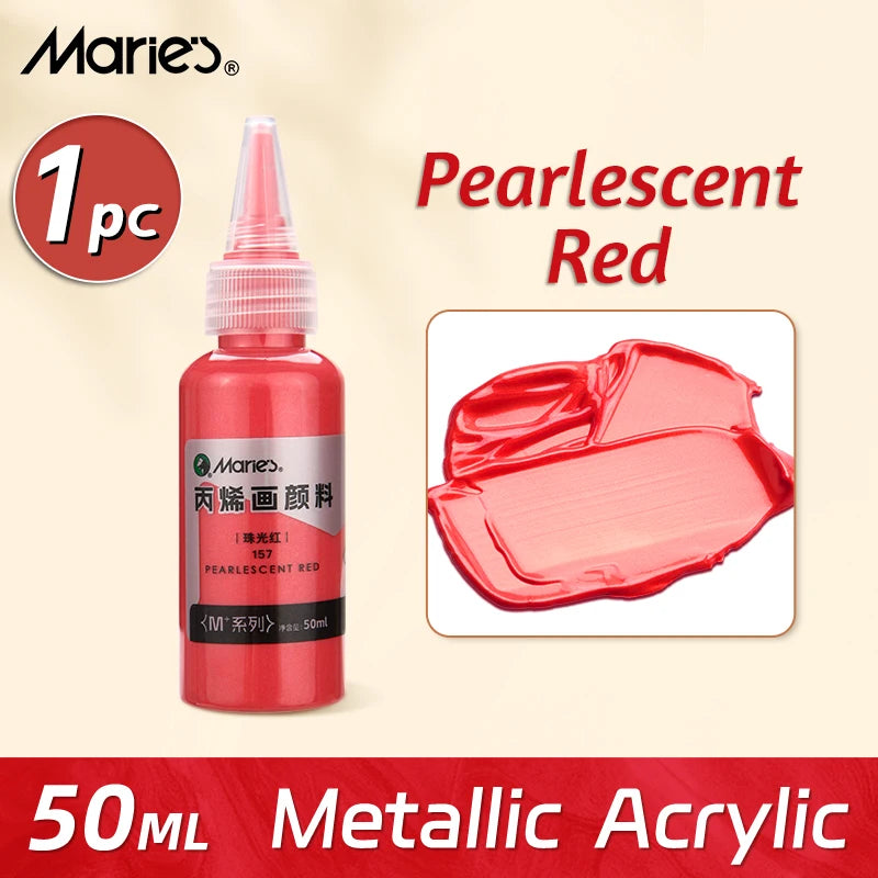 Marie's Metallic Acrylic Paint – 50ml Pearlescent Bottle Marie's Metallic Acrylic Paint – 50ml Pearlescent Bottle