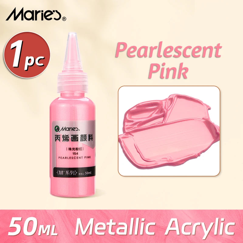 Marie's Metallic Acrylic Paint – 50ml Pearlescent Bottle Marie's Metallic Acrylic Paint – 50ml Pearlescent Bottle