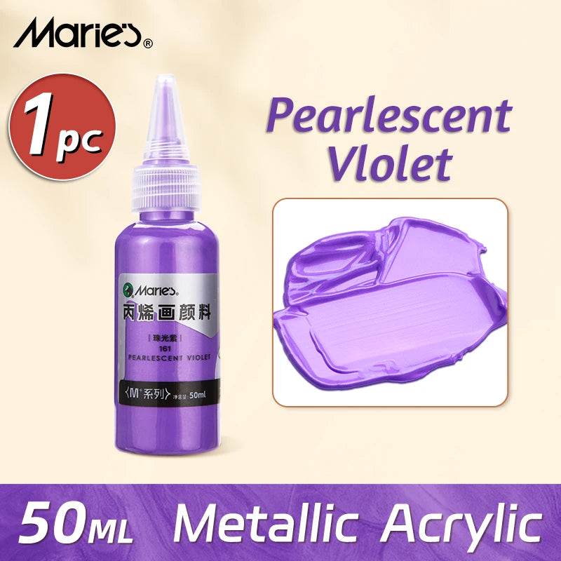 Marie's Metallic Acrylic Paint – 50ml Pearlescent Bottle Marie's Metallic Acrylic Paint – 50ml Pearlescent Bottle