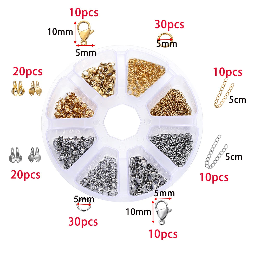 Jewelry Findings Kit – 210–400pcs Clasps, Crimps, Jump Rings & Beads Jewelry Findings Kit – 210–400pcs Clasps, Crimps, Jump Rings & Beads