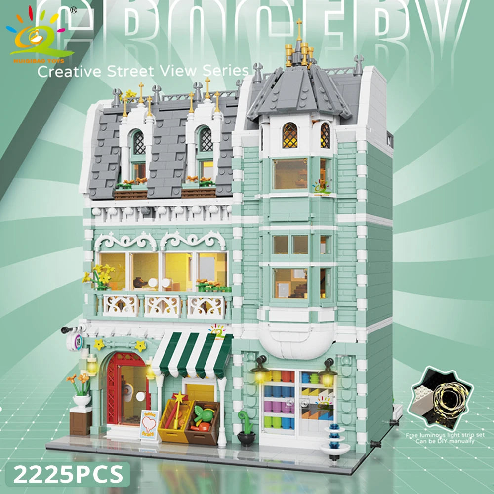 HUIQIBAO MOC City Coffee Shop Building Blocks HUIQIBAO MOC City Coffee Shop Building Blocks