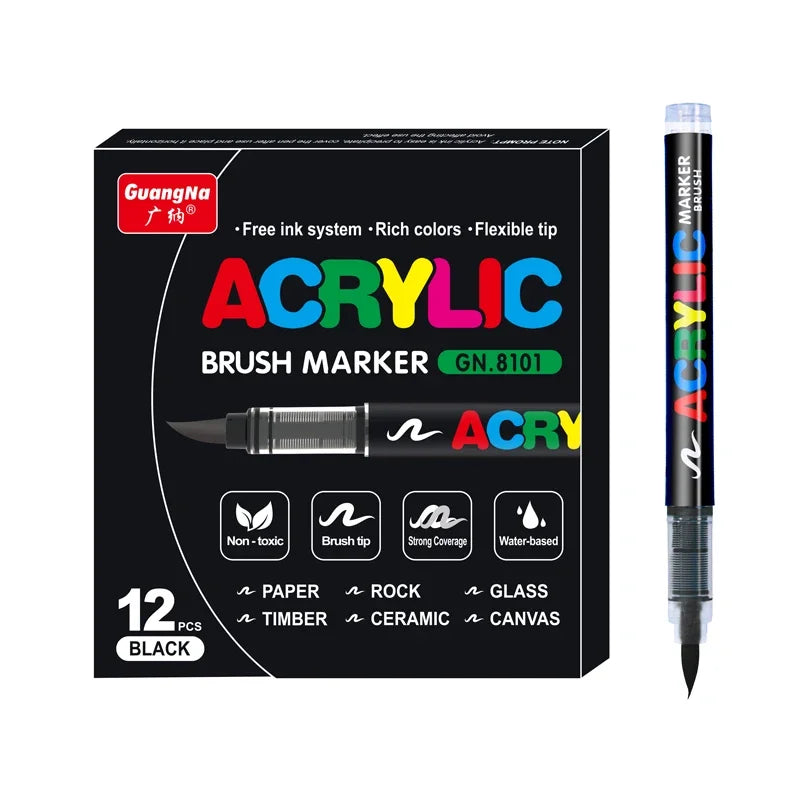 Guangna 8101 Acrylic Marker Pens – 3pcs Soft Tip, Opaque Colors Guangna 8101 Acrylic Marker Pens – 3pcs Soft Tip, Opaque Colors