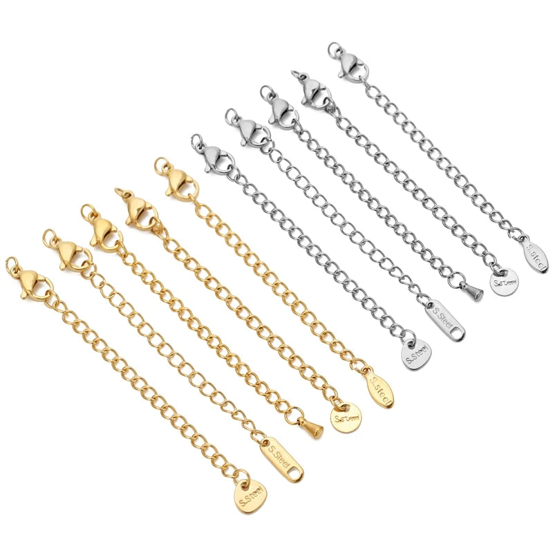 10pcs Stainless Steel Extension Chains with Lobster Clasps – DIY Jewelry Connectors 10pcs Stainless Steel Extension Chains with Lobster Clasps – DIY Jewelry Connectors
