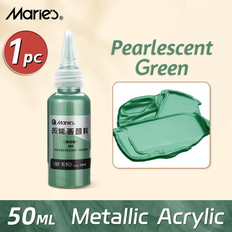 Marie's Metallic Acrylic Paint – 50ml Pearlescent Bottle Marie's Metallic Acrylic Paint – 50ml Pearlescent Bottle