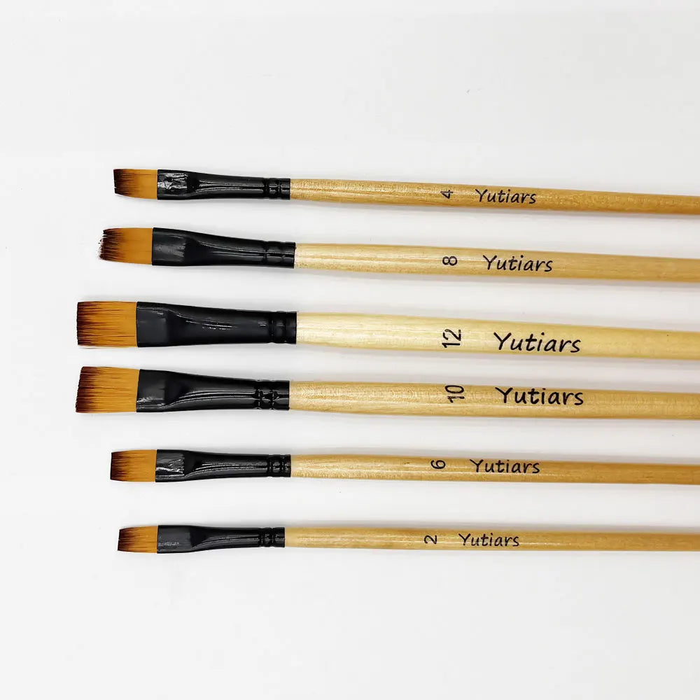 Yutiars 6pc Artist Paint Brush Set – Nylon Brushes for Watercolor, Acrylic & Oil Yutiars 6pc Artist Paint Brush Set – Nylon Brushes for Watercolor, Acrylic & Oil