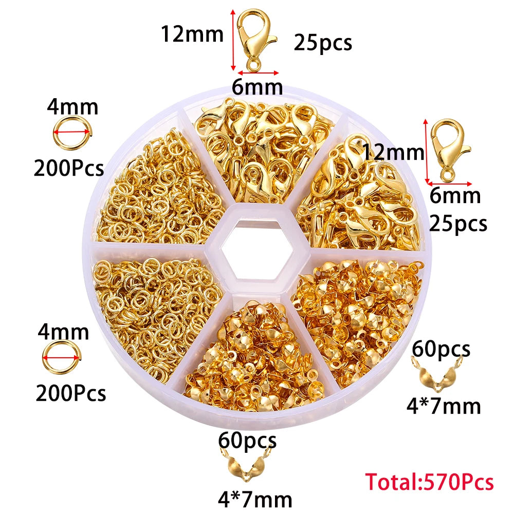 Jewelry Findings Kit – 210–400pcs Clasps, Crimps, Jump Rings & Beads Jewelry Findings Kit – 210–400pcs Clasps, Crimps, Jump Rings & Beads