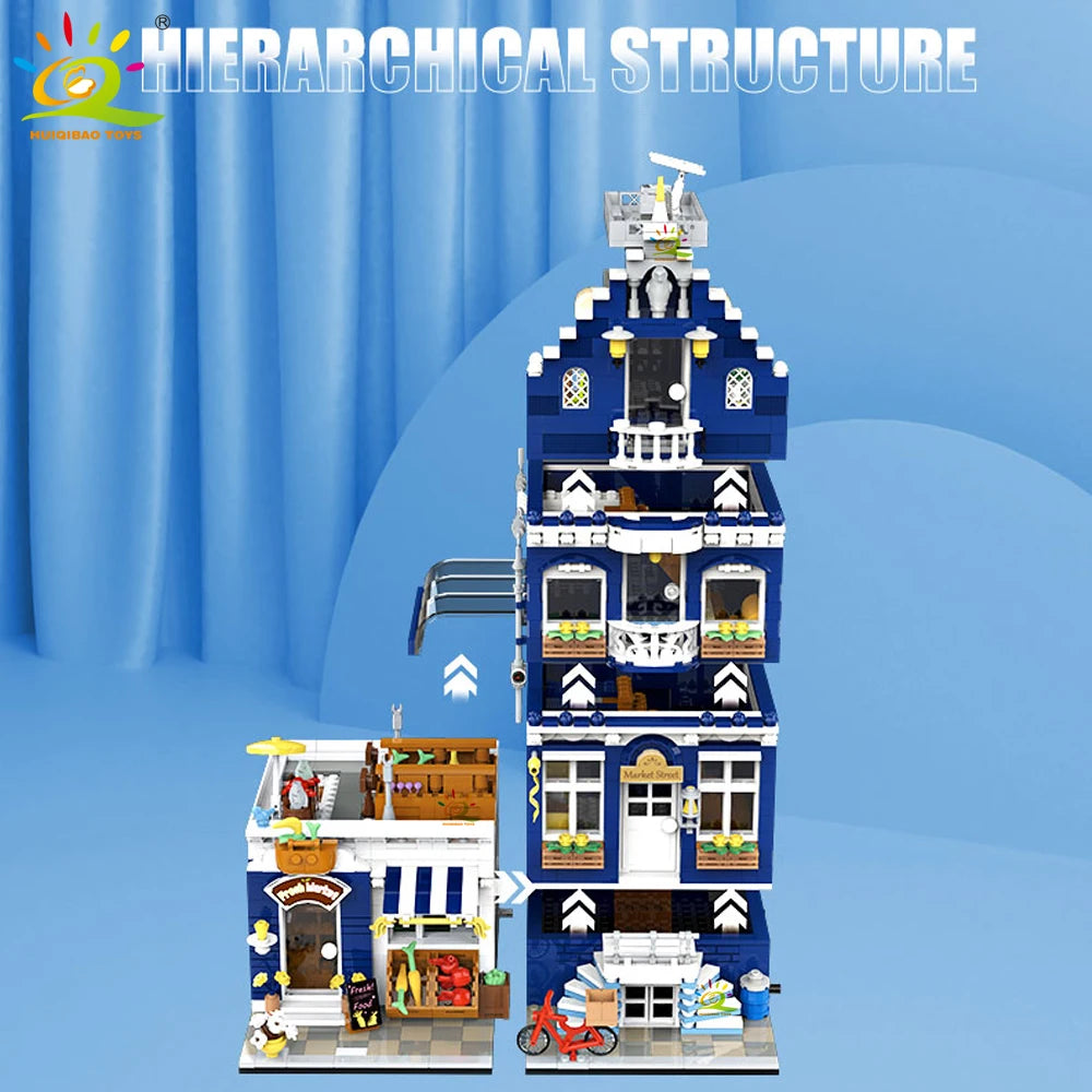 HUIQIBAO MOC City Coffee Shop Building Blocks HUIQIBAO MOC City Coffee Shop Building Blocks