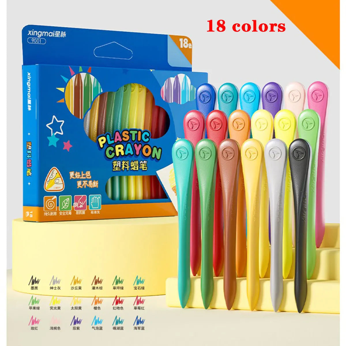 Washable Plastic Crayons – 12/18/24/36 Colors Washable Plastic Crayons – 12/18/24/36 Colors