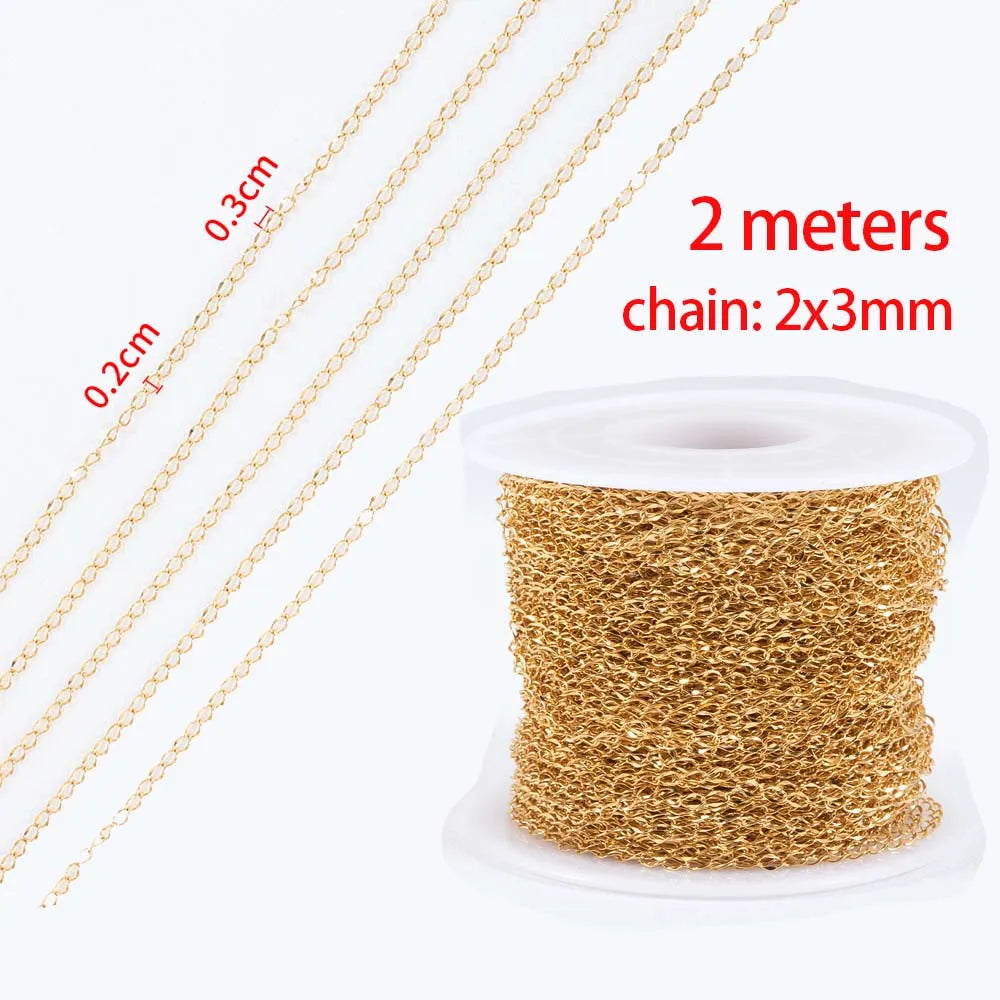 2m No-Fade Stainless Steel Chain – Gold Beaded Chain for DIY Jewelry 2m No-Fade Stainless Steel Chain – Gold Beaded Chain for DIY Jewelry