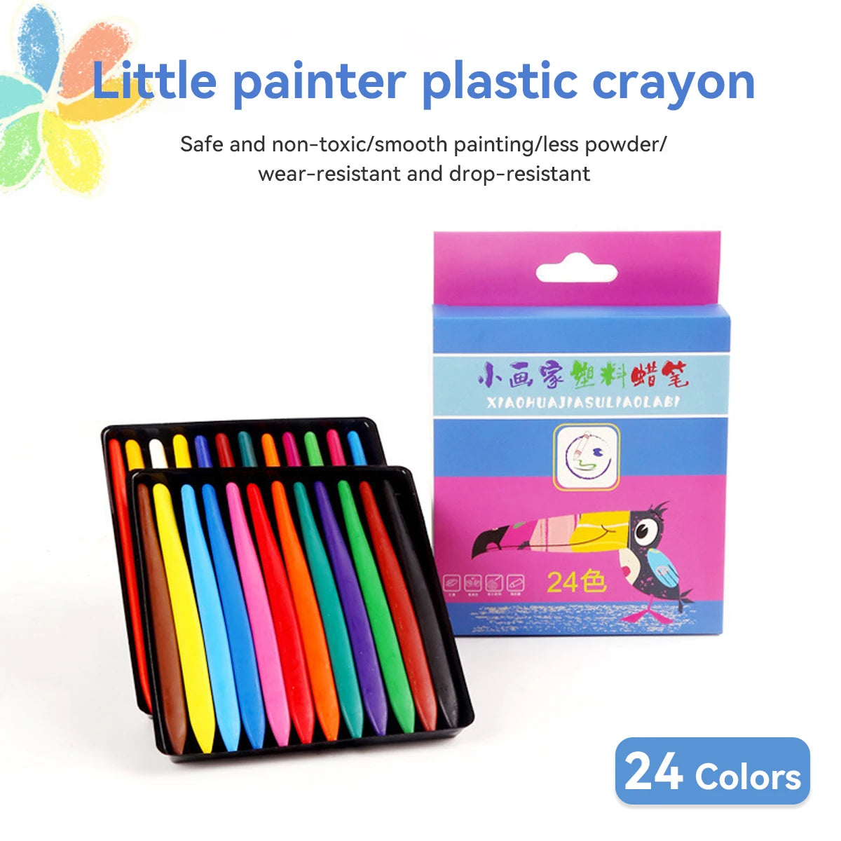 Washable Plastic Crayons – 12/18/24/36 Colors Washable Plastic Crayons – 12/18/24/36 Colors