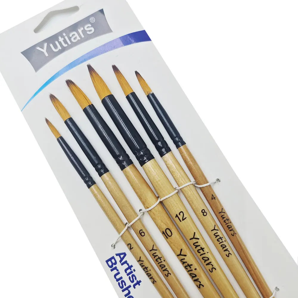 Yutiars 6pc Artist Paint Brush Set – Nylon Brushes for Watercolor, Acrylic & Oil Yutiars 6pc Artist Paint Brush Set – Nylon Brushes for Watercolor, Acrylic & Oil