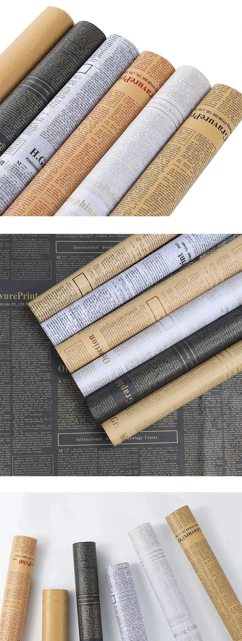 20 Sheets Vintage English Newspaper Floral Gift Wrap Paper 20 Sheets Vintage English Newspaper Floral Gift Wrap Paper