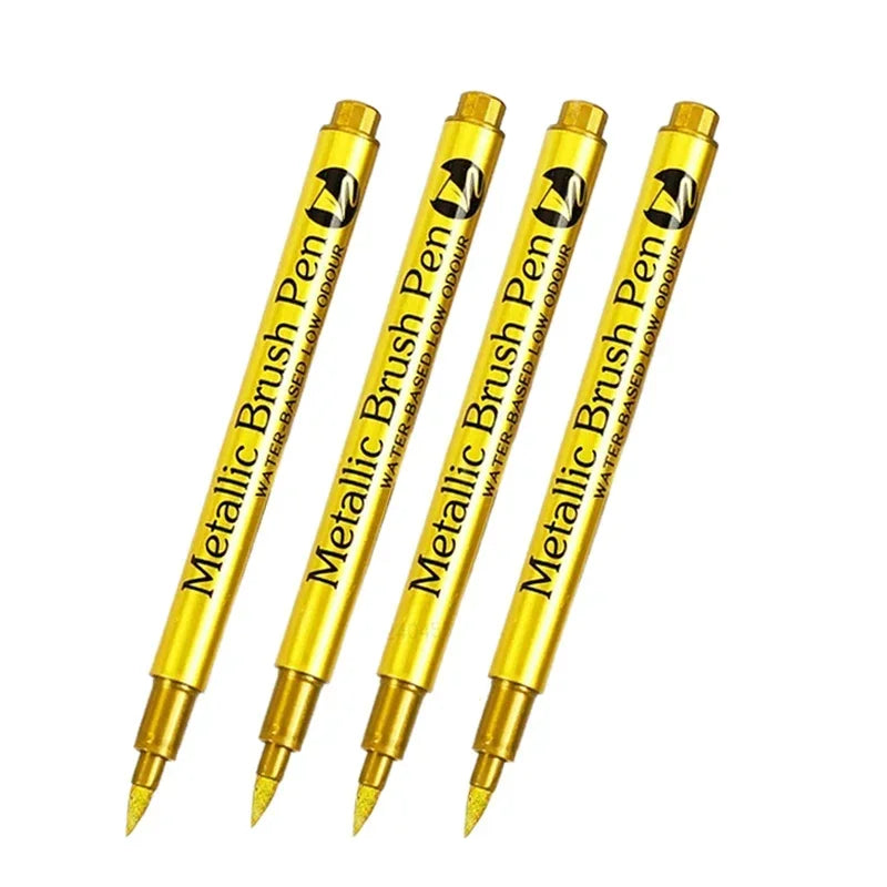 Metallic Permanent Marker Pens – 4/6pcs Gold & Silver for DIY Crafts Metallic Permanent Marker Pens – 4/6pcs Gold & Silver for DIY Crafts