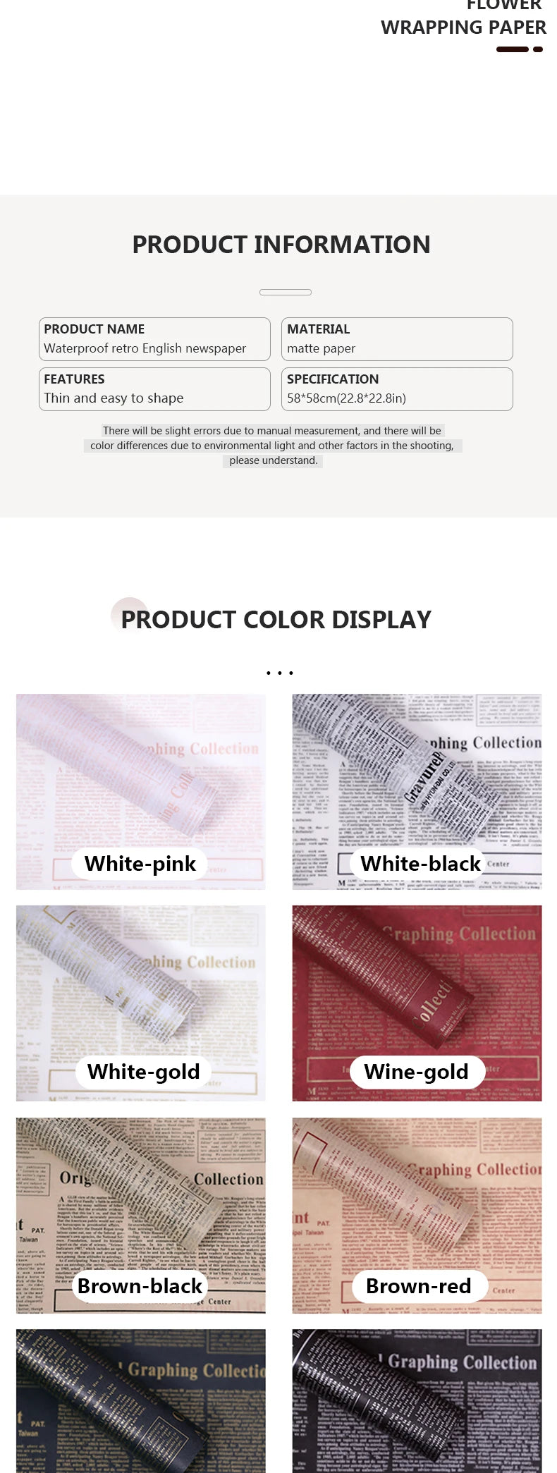 20 Sheets Vintage English Newspaper Floral Gift Wrap Paper 20 Sheets Vintage English Newspaper Floral Gift Wrap Paper