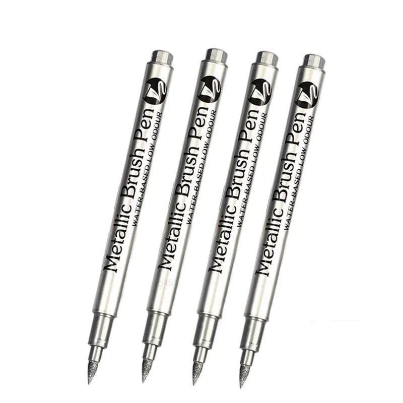 Metallic Permanent Marker Pens – 4/6pcs Gold & Silver for DIY Crafts Metallic Permanent Marker Pens – 4/6pcs Gold & Silver for DIY Crafts