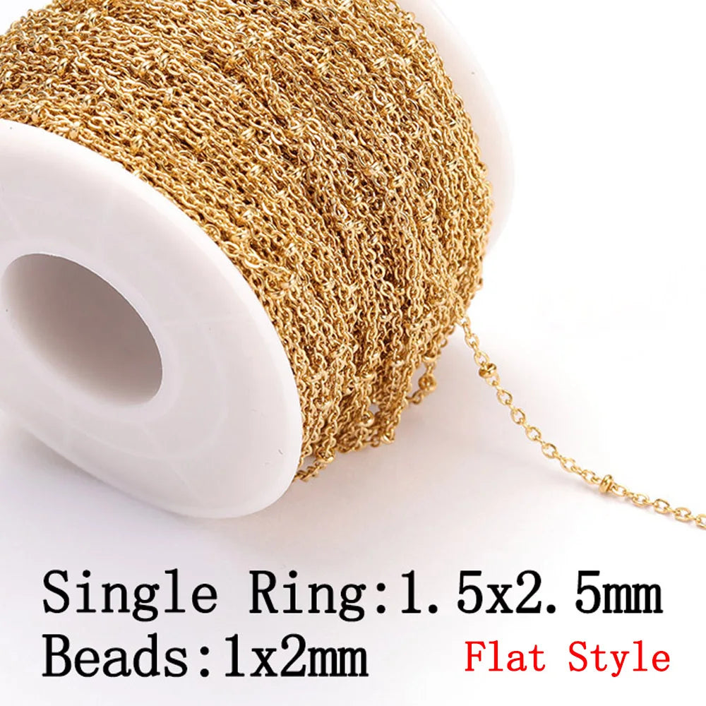 2m No-Fade Stainless Steel Chain – Gold Beaded Chain for DIY Jewelry 2m No-Fade Stainless Steel Chain – Gold Beaded Chain for DIY Jewelry
