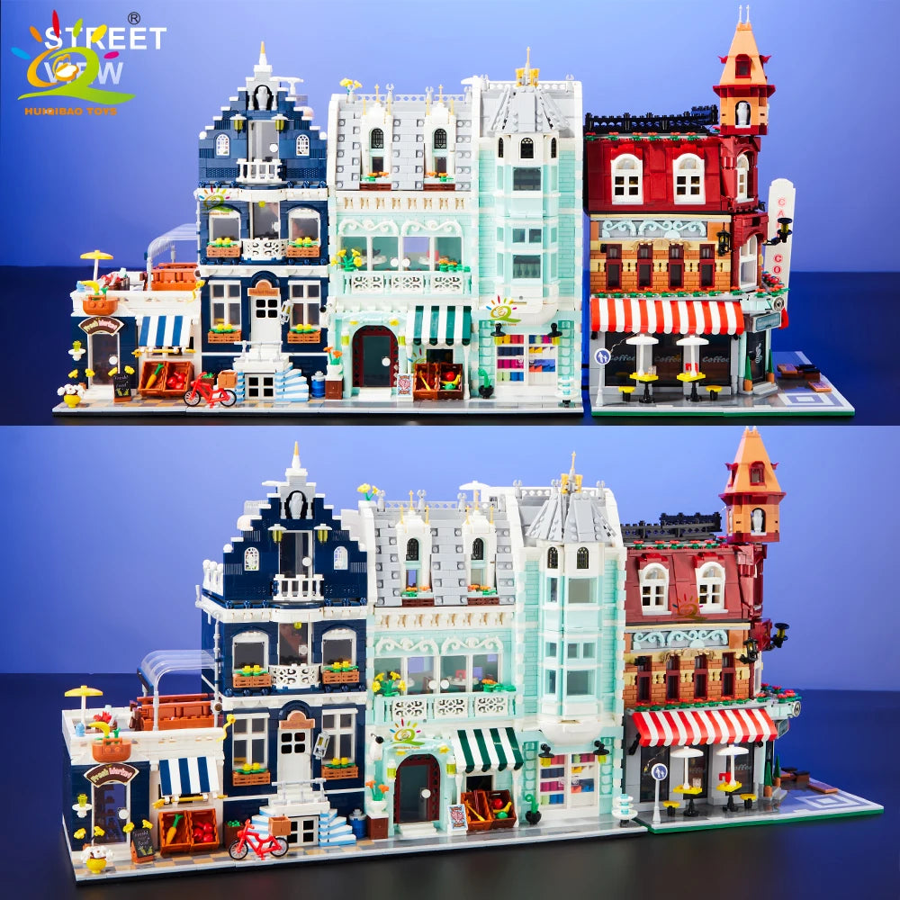 HUIQIBAO MOC City Coffee Shop Building Blocks HUIQIBAO MOC City Coffee Shop Building Blocks