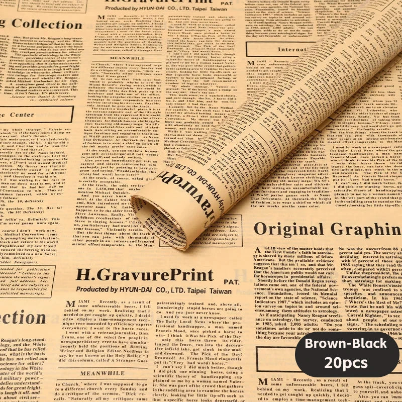 20 Sheets Vintage English Newspaper Floral Gift Wrap Paper 20 Sheets Vintage English Newspaper Floral Gift Wrap Paper