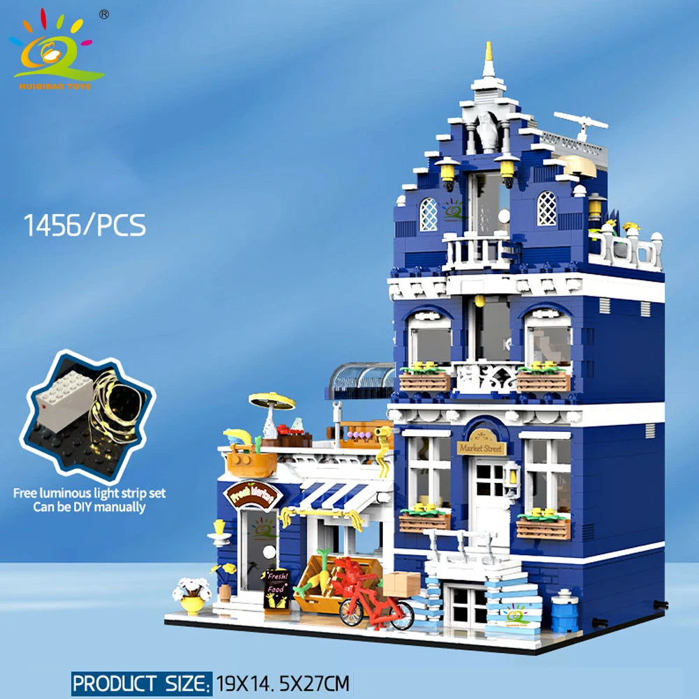 HUIQIBAO MOC City Coffee Shop Building Blocks HUIQIBAO MOC City Coffee Shop Building Blocks