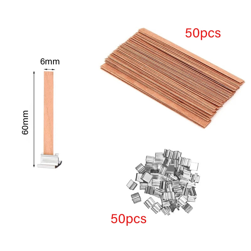 Wooden Candle Wick Set with Clips – 30/50pcs for DIY Jar Candles Wooden Candle Wick Set with Clips – 30/50pcs for DIY Jar Candles