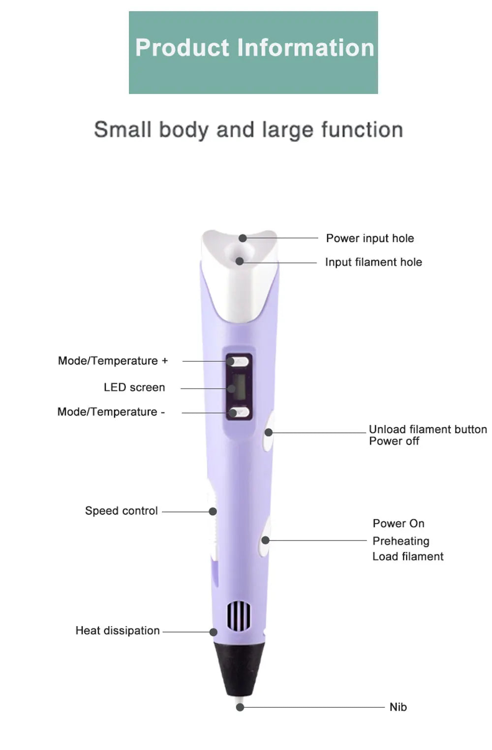 3D Printing Pen with PLA Filament & Case 3D Printing Pen with PLA Filament & Case