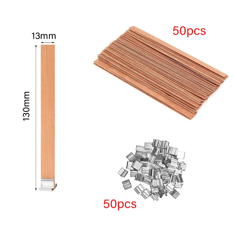Wooden Candle Wick Set with Clips – 30/50pcs for DIY Jar Candles Wooden Candle Wick Set with Clips – 30/50pcs for DIY Jar Candles