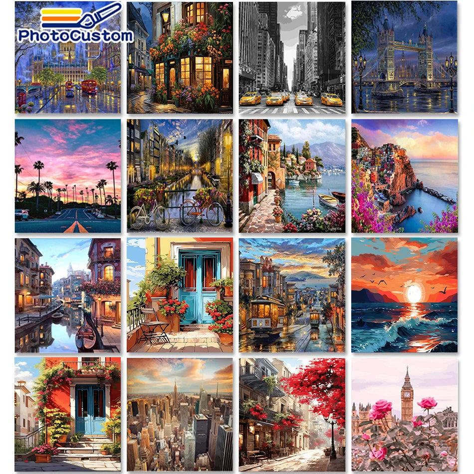 Cityscape Paint by Numbers Kit – DIY Canvas Art with Frame for Adults Cityscape Paint by Numbers Kit – DIY Canvas Art with Frame for Adults