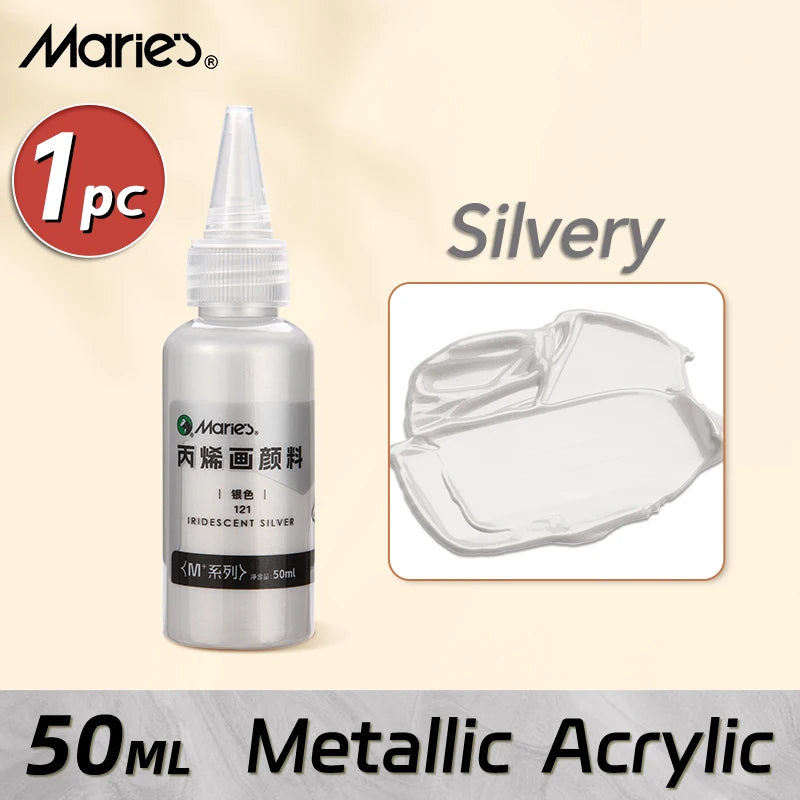 Marie's Metallic Acrylic Paint – 50ml Pearlescent Bottle Marie's Metallic Acrylic Paint – 50ml Pearlescent Bottle
