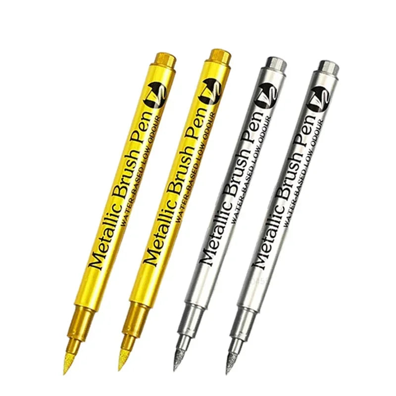 Metallic Permanent Marker Pens – 4/6pcs Gold & Silver for DIY Crafts Metallic Permanent Marker Pens – 4/6pcs Gold & Silver for DIY Crafts