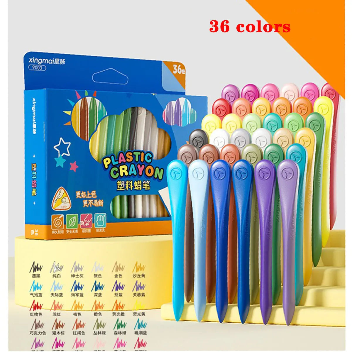 Washable Plastic Crayons – 12/18/24/36 Colors Washable Plastic Crayons – 12/18/24/36 Colors