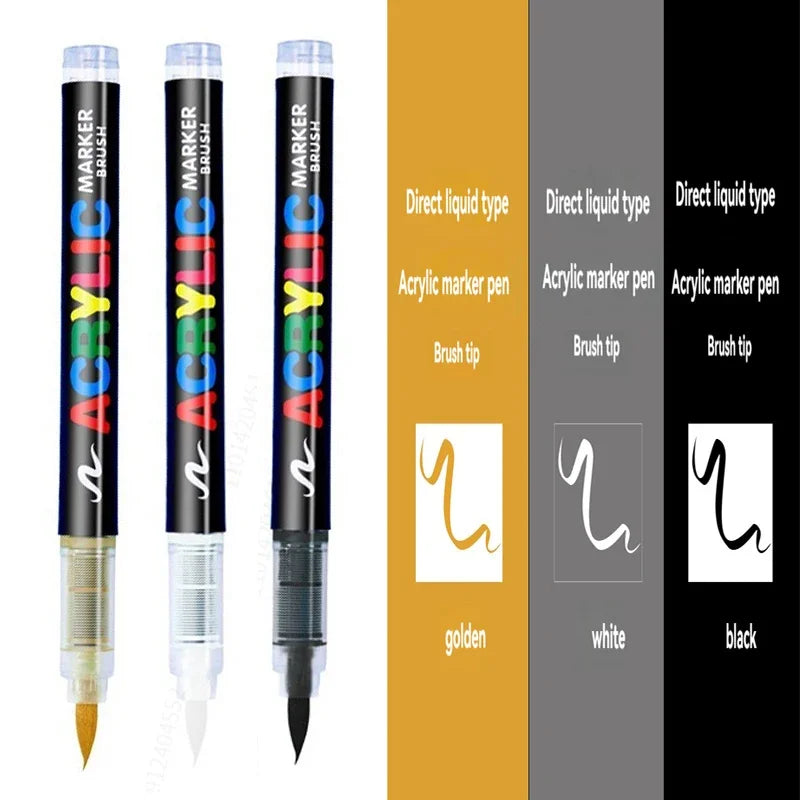 Guangna 8101 Acrylic Marker Pens – 3pcs Soft Tip, Opaque Colors Guangna 8101 Acrylic Marker Pens – 3pcs Soft Tip, Opaque Colors
