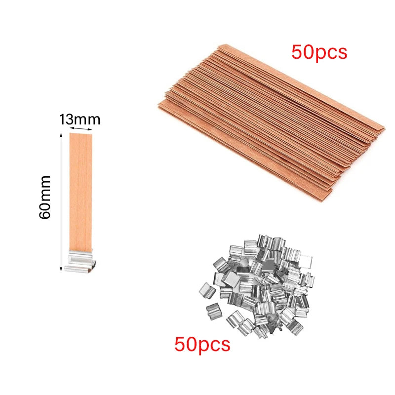 Wooden Candle Wick Set with Clips – 30/50pcs for DIY Jar Candles Wooden Candle Wick Set with Clips – 30/50pcs for DIY Jar Candles