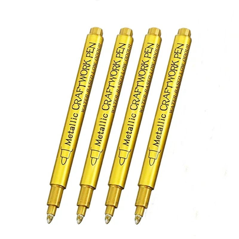 Metallic Permanent Marker Pens – 4/6pcs Gold & Silver for DIY Crafts Metallic Permanent Marker Pens – 4/6pcs Gold & Silver for DIY Crafts