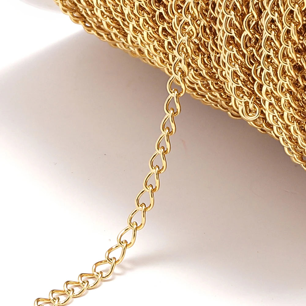 2m No-Fade Stainless Steel Chain – Gold Beaded Chain for DIY Jewelry 2m No-Fade Stainless Steel Chain – Gold Beaded Chain for DIY Jewelry