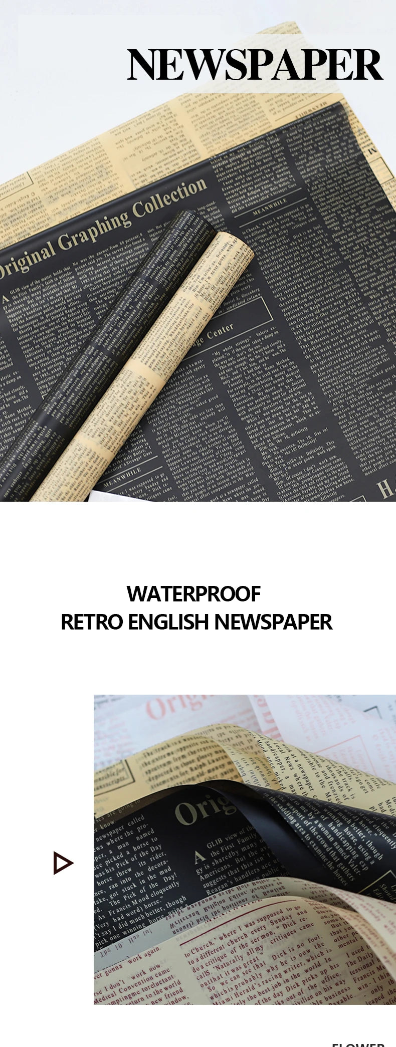 20 Sheets Vintage English Newspaper Floral Gift Wrap Paper 20 Sheets Vintage English Newspaper Floral Gift Wrap Paper