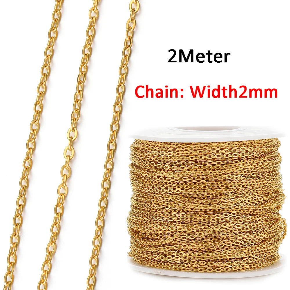 2m No-Fade Stainless Steel Chain – Gold Beaded Chain for DIY Jewelry 2m No-Fade Stainless Steel Chain – Gold Beaded Chain for DIY Jewelry