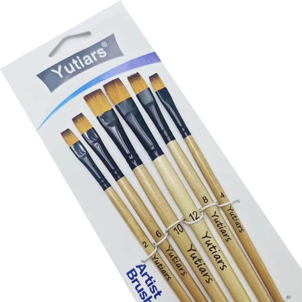 Yutiars 6pc Artist Paint Brush Set – Nylon Brushes for Watercolor, Acrylic & Oil Yutiars 6pc Artist Paint Brush Set – Nylon Brushes for Watercolor, Acrylic & Oil