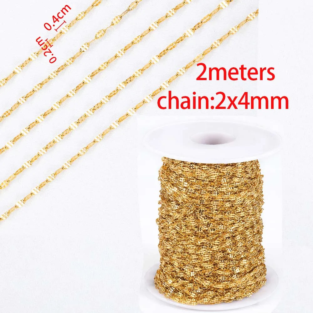 2m No-Fade Stainless Steel Chain – Gold Beaded Chain for DIY Jewelry 2m No-Fade Stainless Steel Chain – Gold Beaded Chain for DIY Jewelry