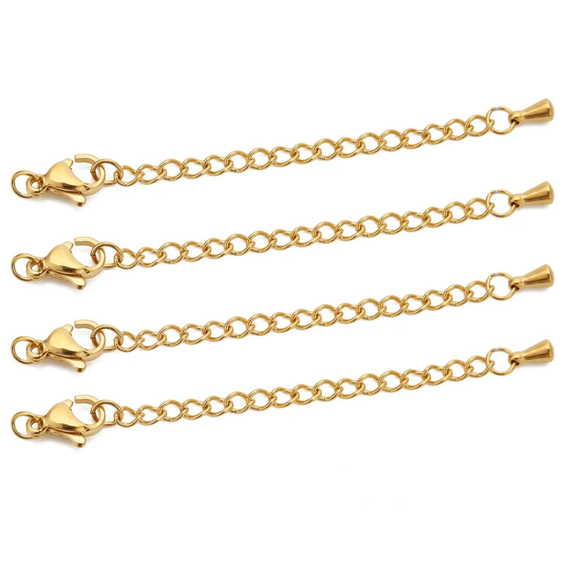 10pcs Stainless Steel Extension Chains with Lobster Clasps – DIY Jewelry Connectors 10pcs Stainless Steel Extension Chains with Lobster Clasps – DIY Jewelry Connectors