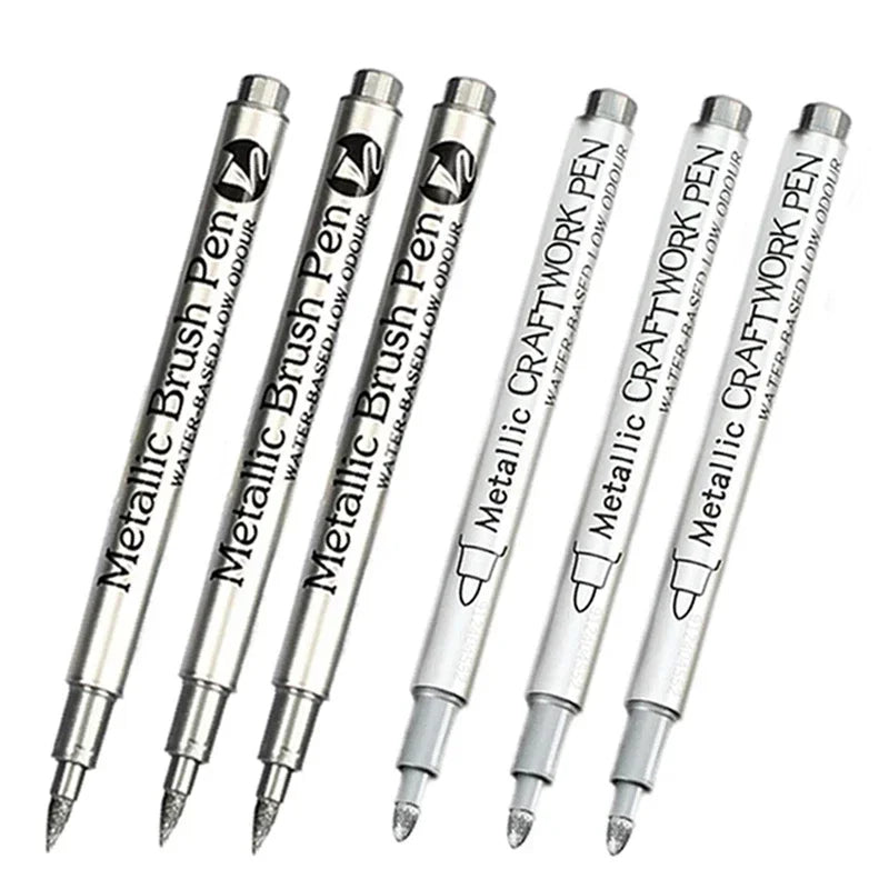 Metallic Permanent Marker Pens – 4/6pcs Gold & Silver for DIY Crafts Metallic Permanent Marker Pens – 4/6pcs Gold & Silver for DIY Crafts