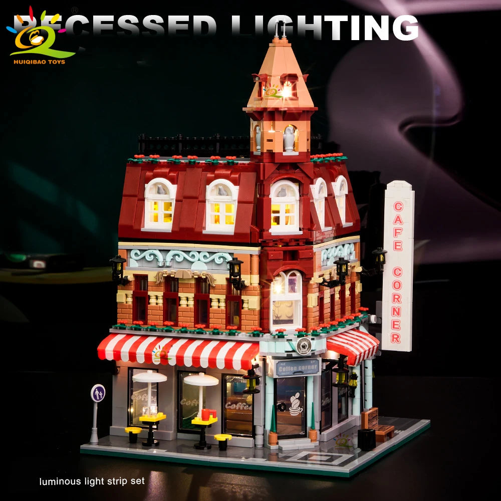 HUIQIBAO MOC City Coffee Shop Building Blocks HUIQIBAO MOC City Coffee Shop Building Blocks