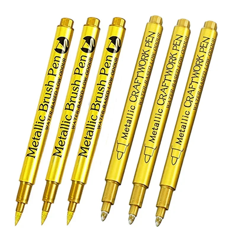 Metallic Permanent Marker Pens – 4/6pcs Gold & Silver for DIY Crafts Metallic Permanent Marker Pens – 4/6pcs Gold & Silver for DIY Crafts