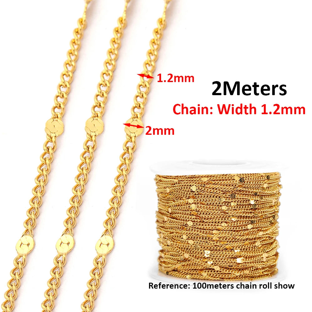 2m No-Fade Stainless Steel Chain – Gold Beaded Chain for DIY Jewelry 2m No-Fade Stainless Steel Chain – Gold Beaded Chain for DIY Jewelry