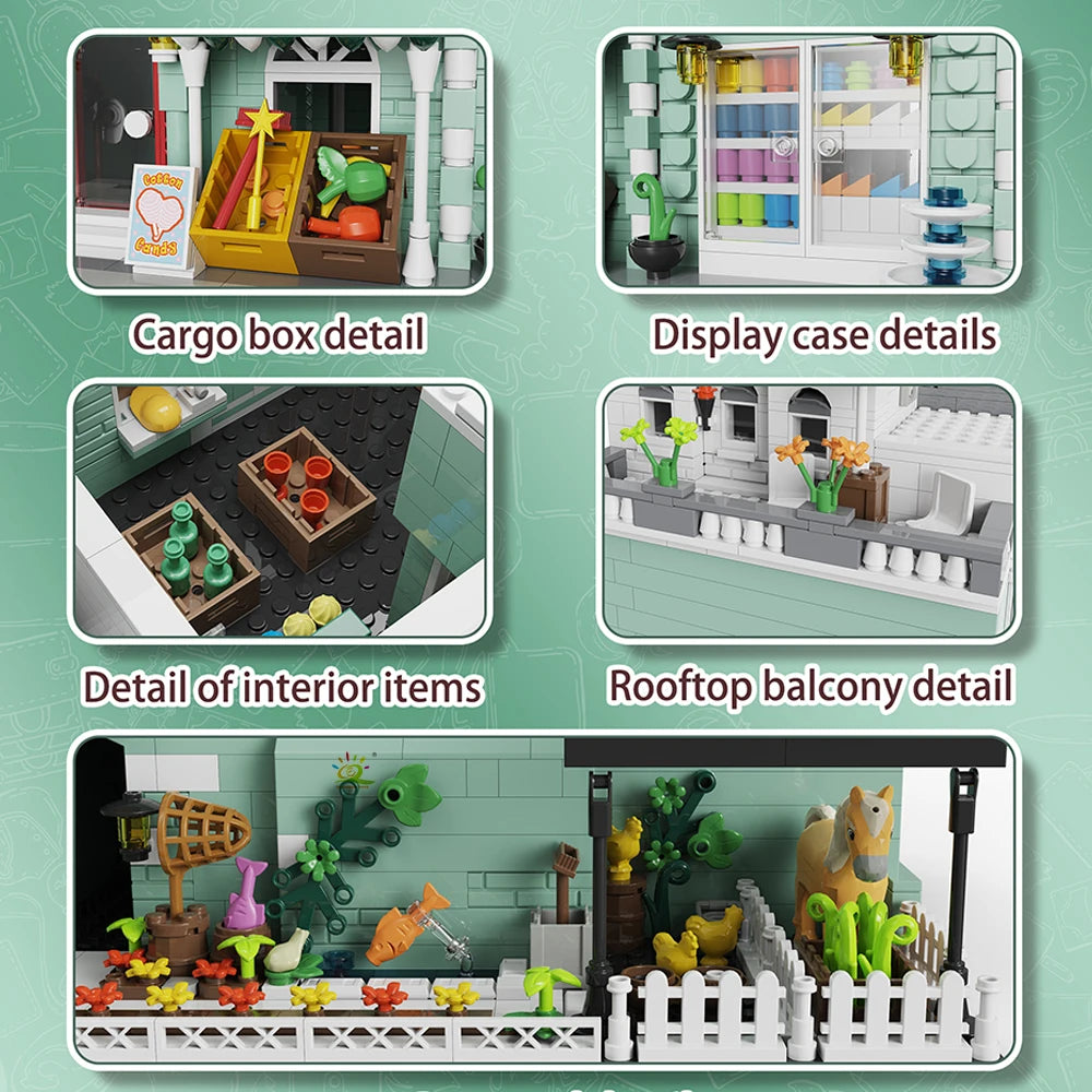 HUIQIBAO MOC City Coffee Shop Building Blocks HUIQIBAO MOC City Coffee Shop Building Blocks