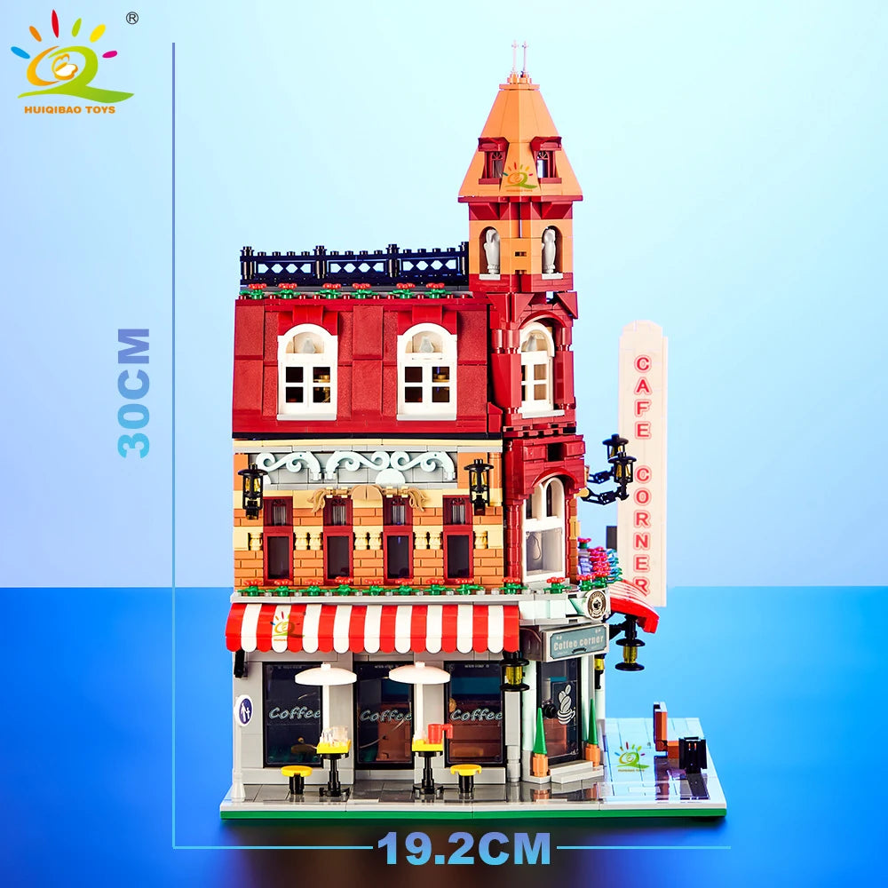 HUIQIBAO MOC City Coffee Shop Building Blocks HUIQIBAO MOC City Coffee Shop Building Blocks